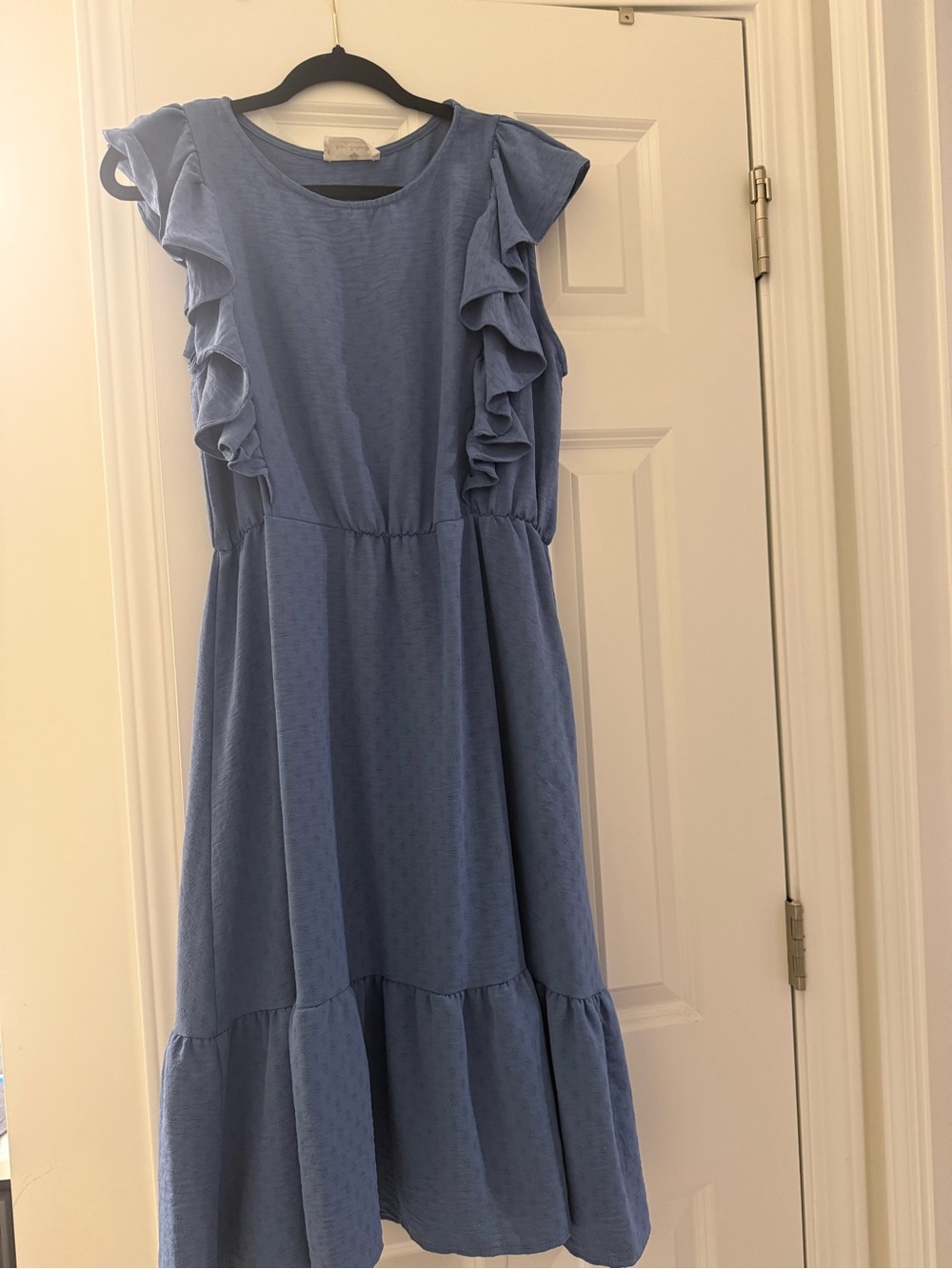 Women's Light Blue Ruffle Sleeve Mini Dress